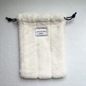 Lay-n-Go COSMO White Faux Fur Drawstring Cosmetic Makeup Travel Bag